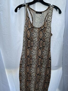 Liz & Sara Snake Print Tank Dress in Brown/Cream